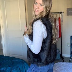 Black Faux Fur Vest